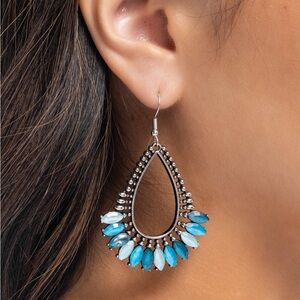 Pronged Pattern - Blue Earrings